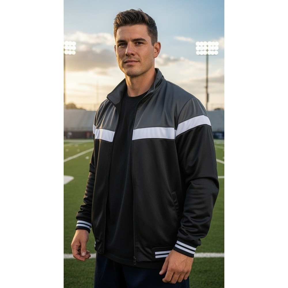 Athletic Works Track Jacket Men's Size 3XL Zip Up Striped Zipper Pockets Active